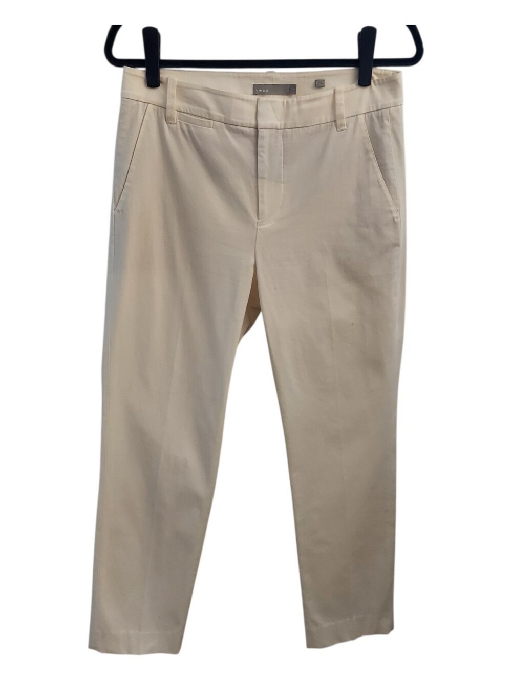VINCE Womens Winter White Avery Linen Blend Chino Pant 6 Contemporary Classic